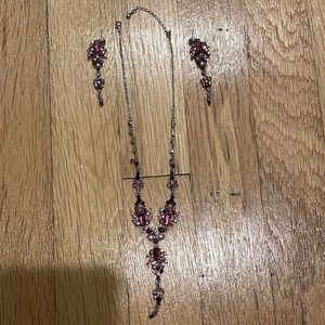 pink necklace and earring set